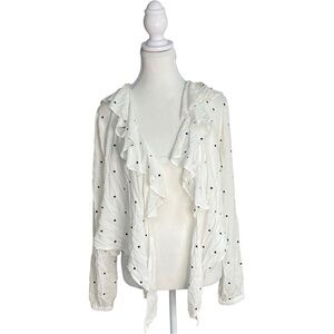 Amuse Society Polka Dot Ruffles Blouse White Black